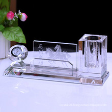 Office Stationery Crystal Single Pen Holder, Crystal Clock Pen Holder